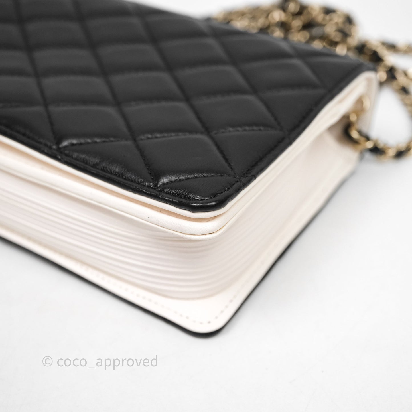 Chanel Quilted Book Wallet on Chain WOC Black Lambskin Gold Hardware