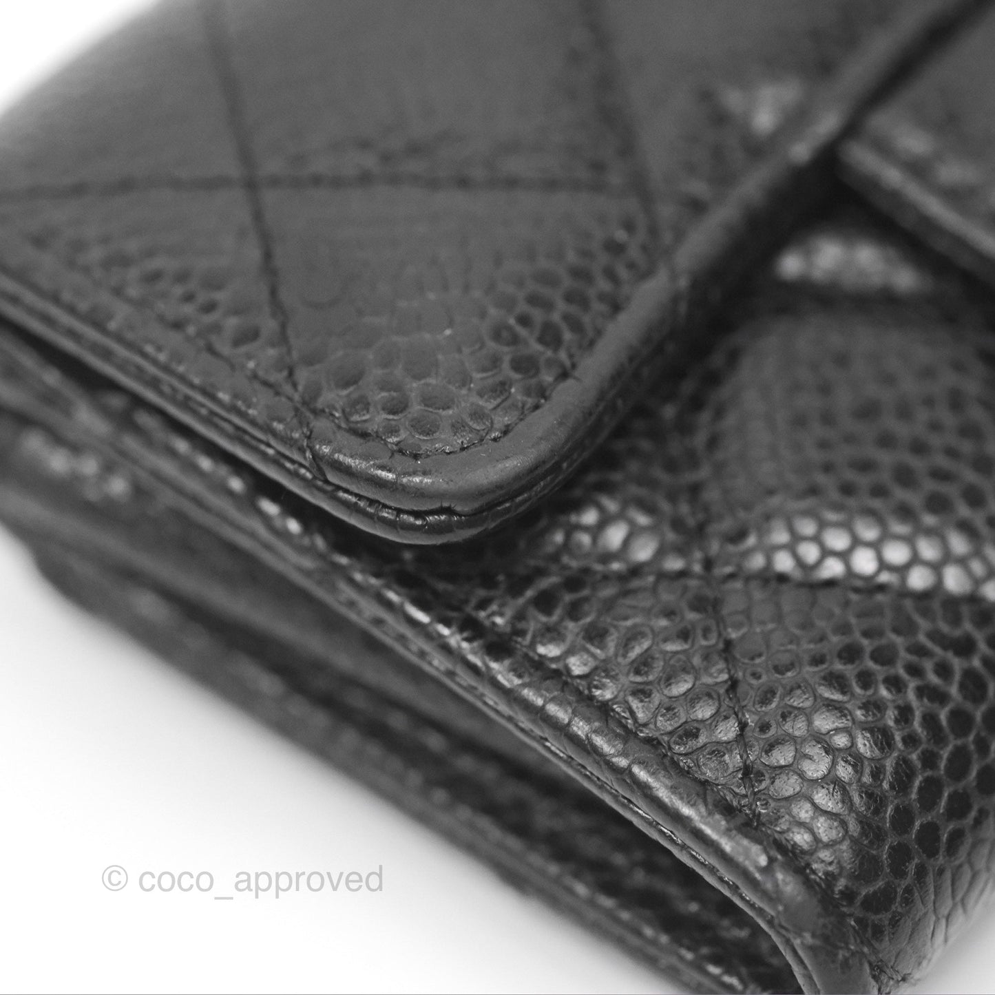 Chanel Quilted Flap Card Holder Black Caviar Gold Hardware