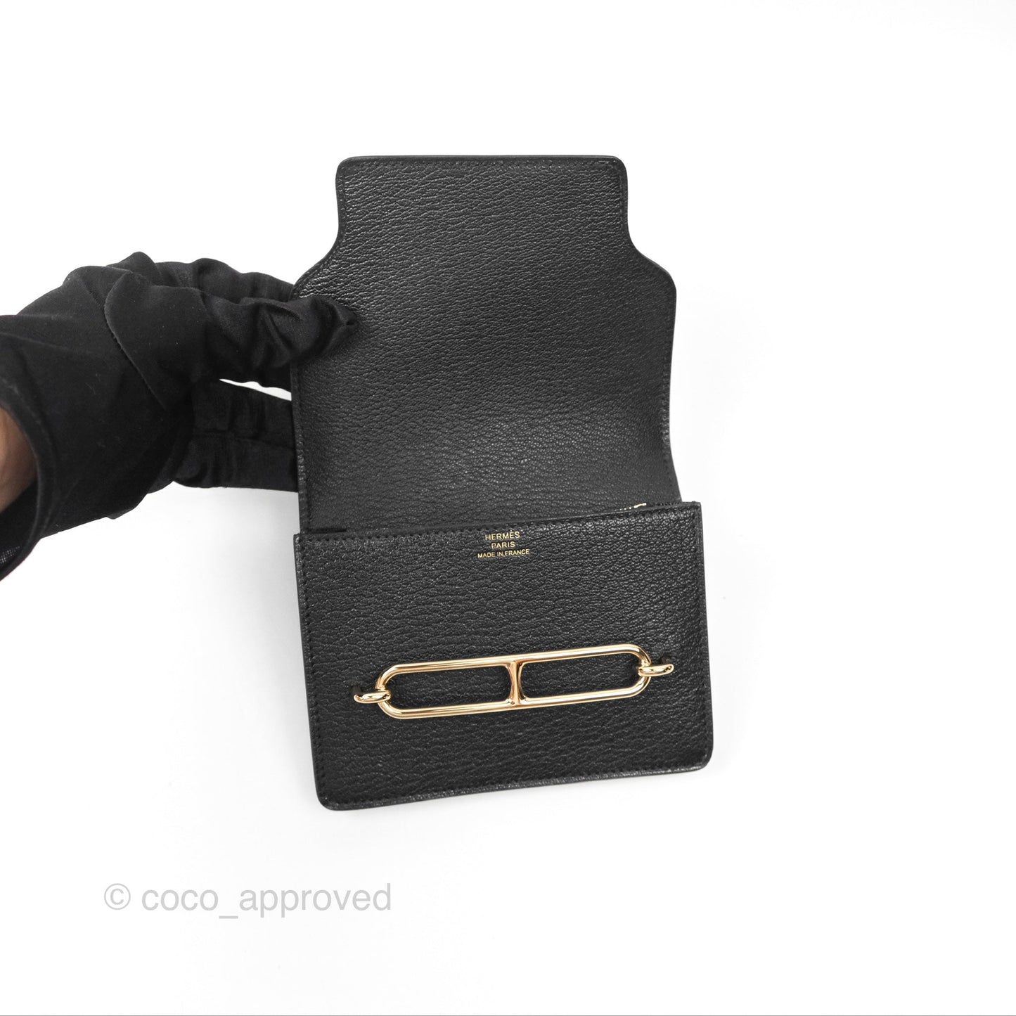 Hermès Roulis Slim Wallet Noir Gold Hardware