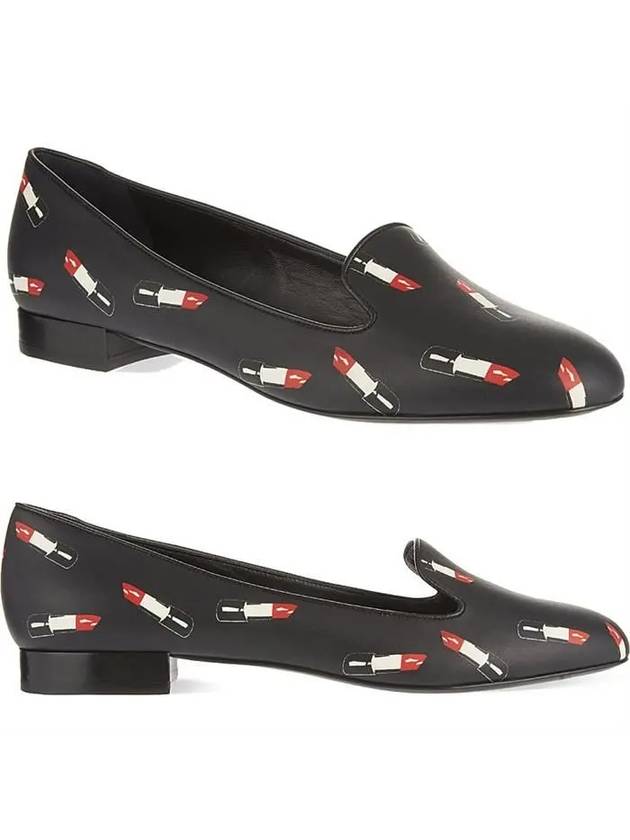 Luxury Saint Laurent Lipstick Round Toe Flats Black