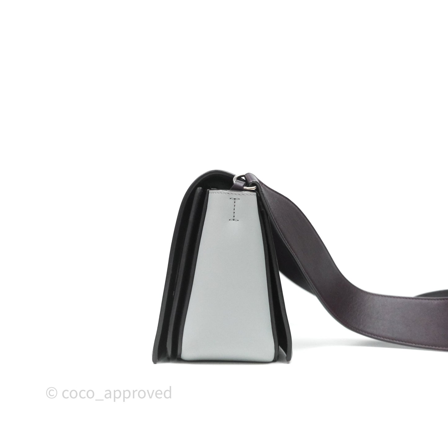 Celine Medium Frame Bag Burgundy / Pearl Blue Calfskin Silver Hardware