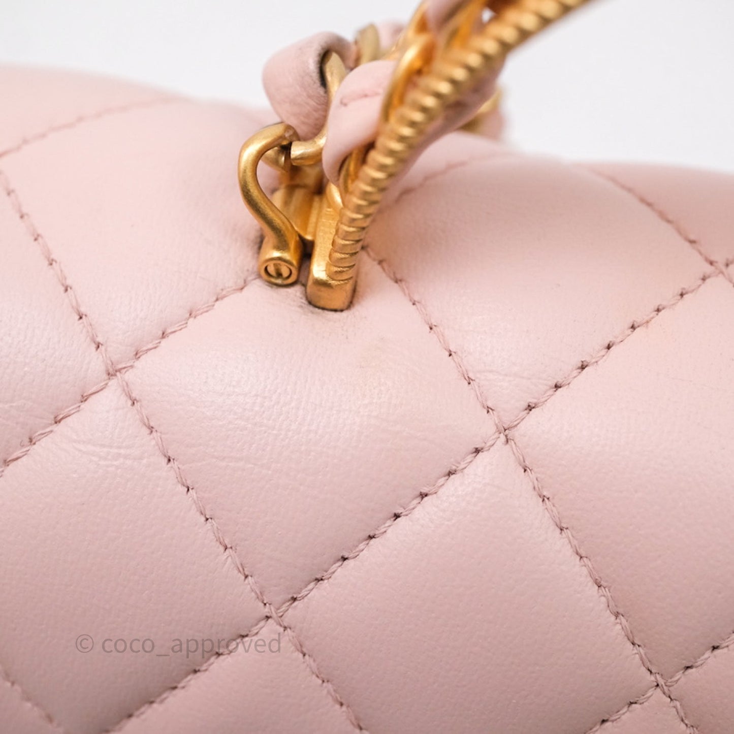 Chanel Top Handle Mini Rectangular Flap Bag Pink Lambskin Aged Gold Hardware