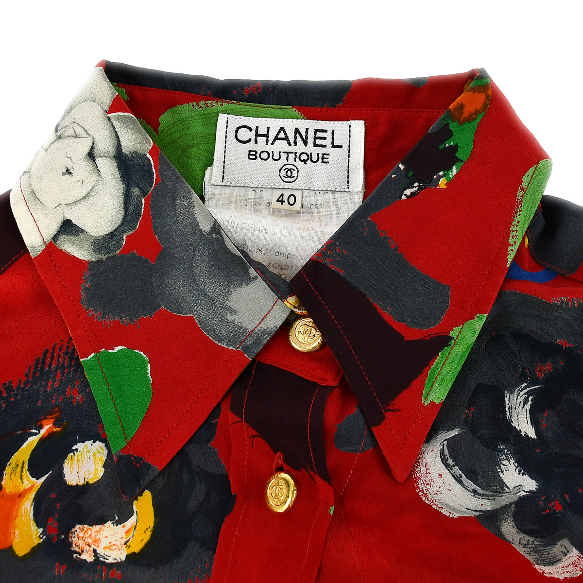 Luxury Chanel Spring 1992 floral-print shirt #40