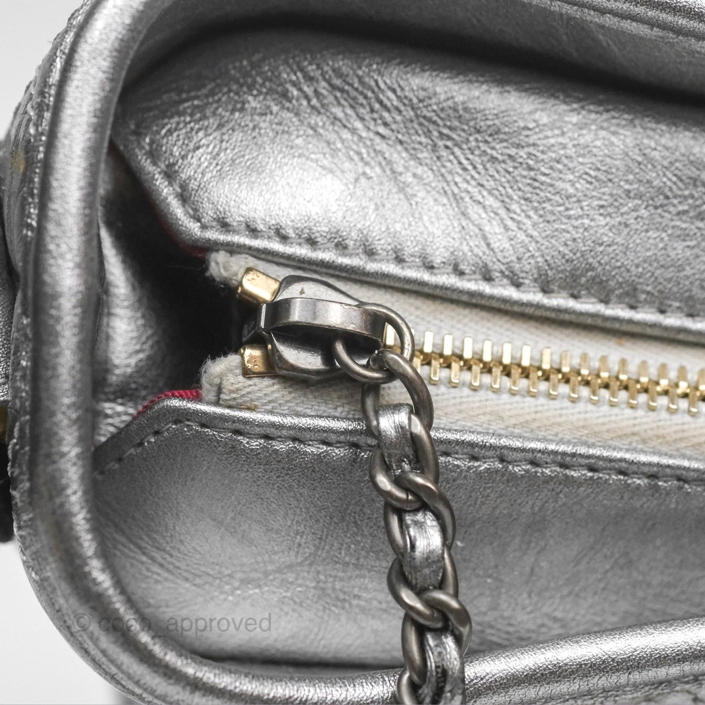 Chanel Large Gabrielle Hobo Metallic Silver Aged Calfskin Mixed Hardware