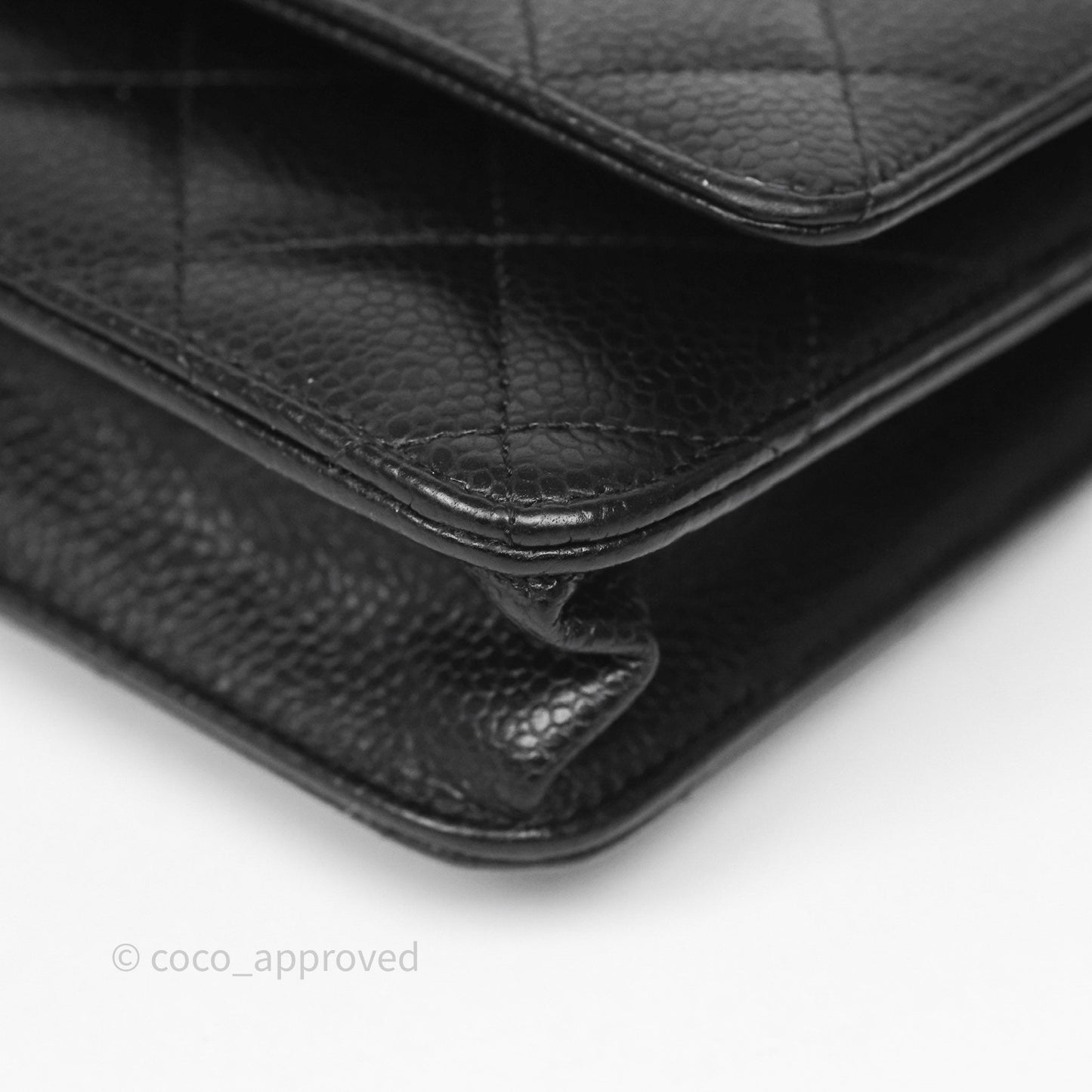 Chanel Classic Wallet On Chain WOC Quilted Black Caviar Gold Hardware