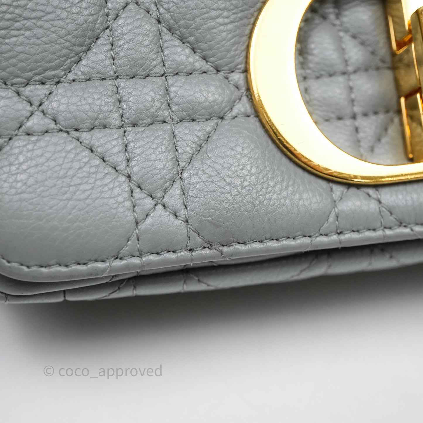 Christian Dior Small Caro Bag Stone Gray Supple Cannage Calfskin