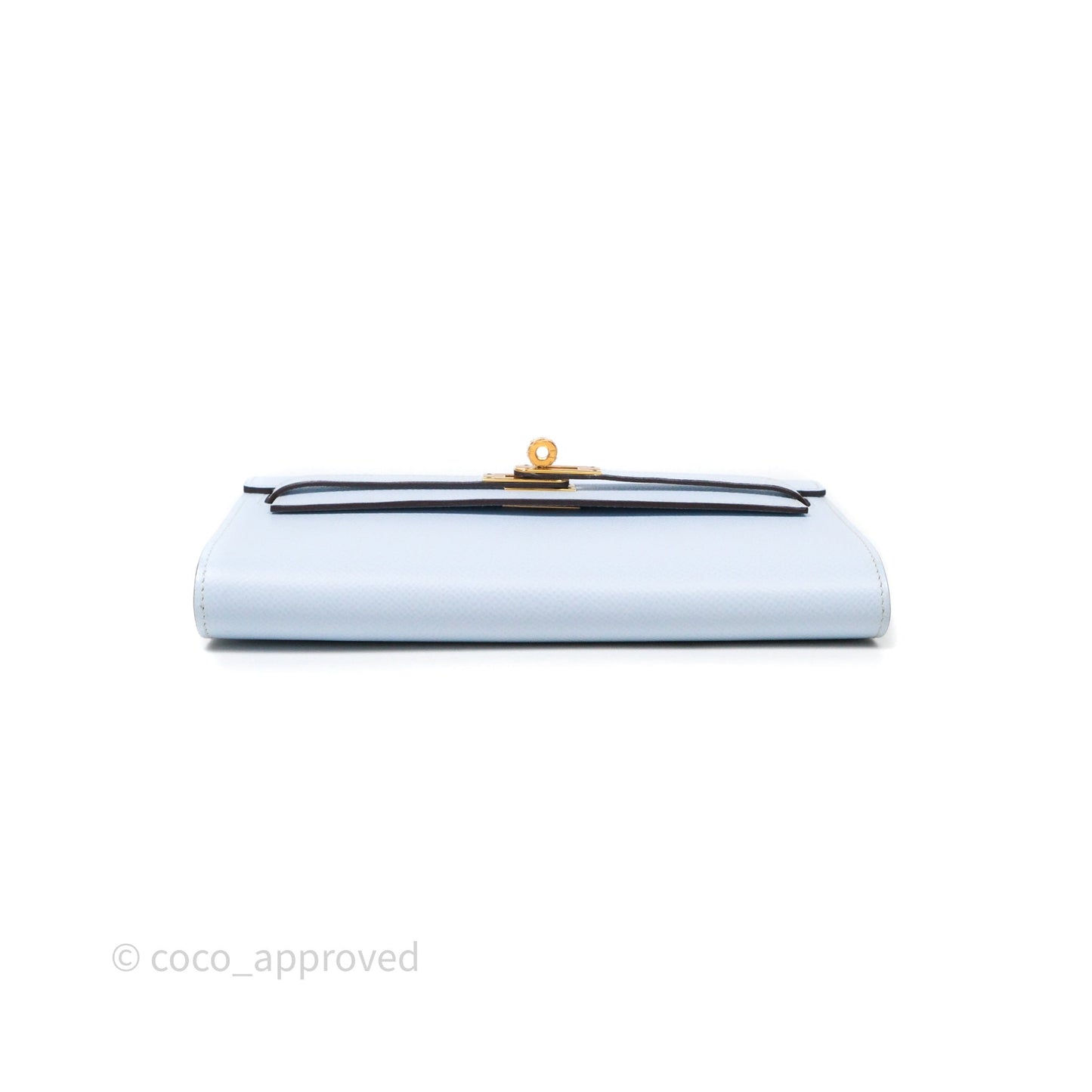 Hermes Kelly To Go Bleu Brume Epsom Gold Hardware