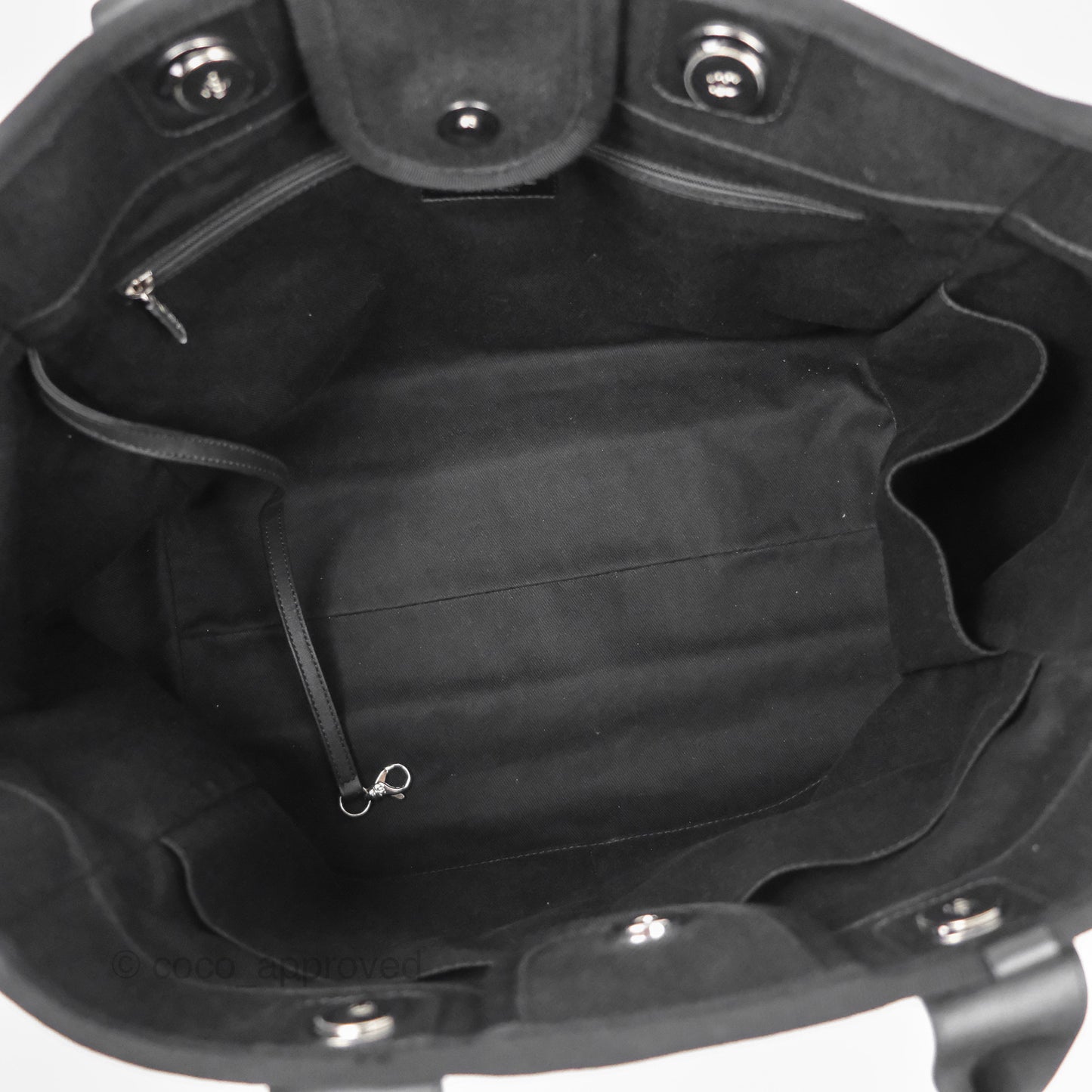 Chanel Medium Deauville Black Canvas Imitation Pearl