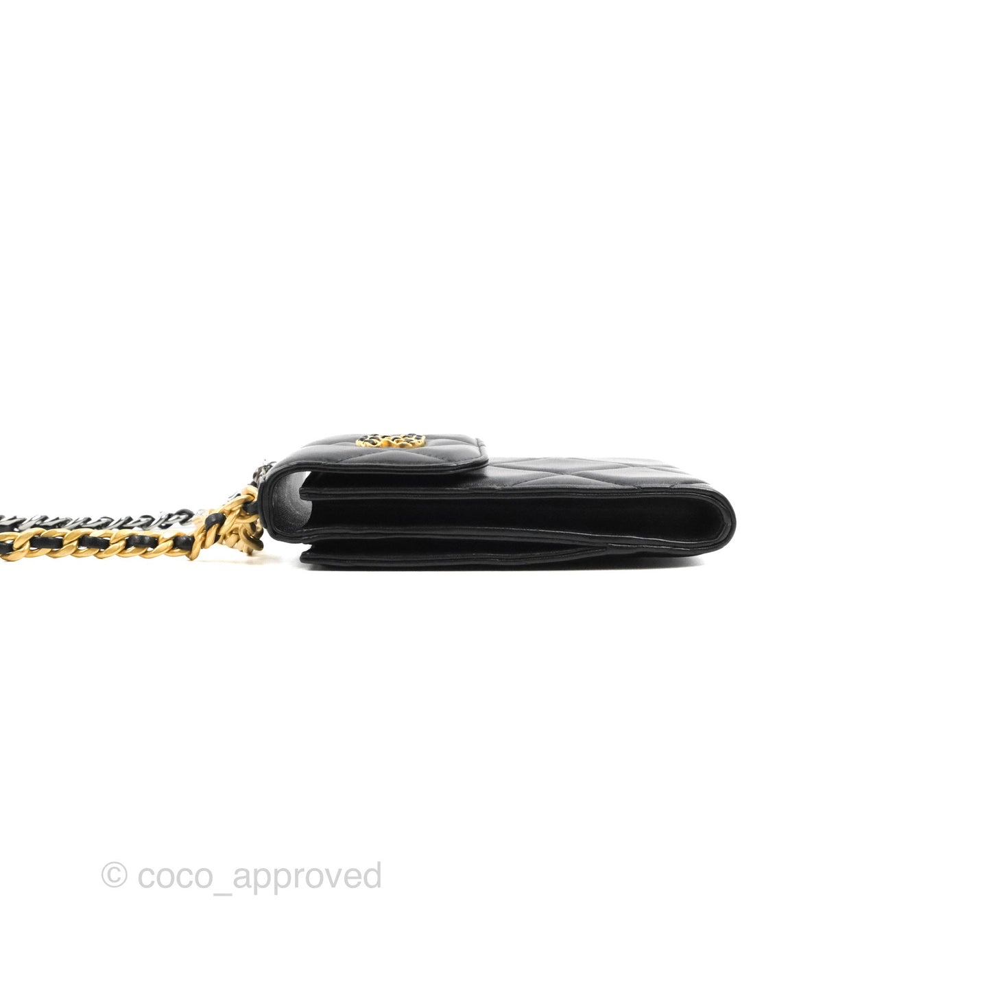Chanel 19 Phone Holder Black Mixed Hardware