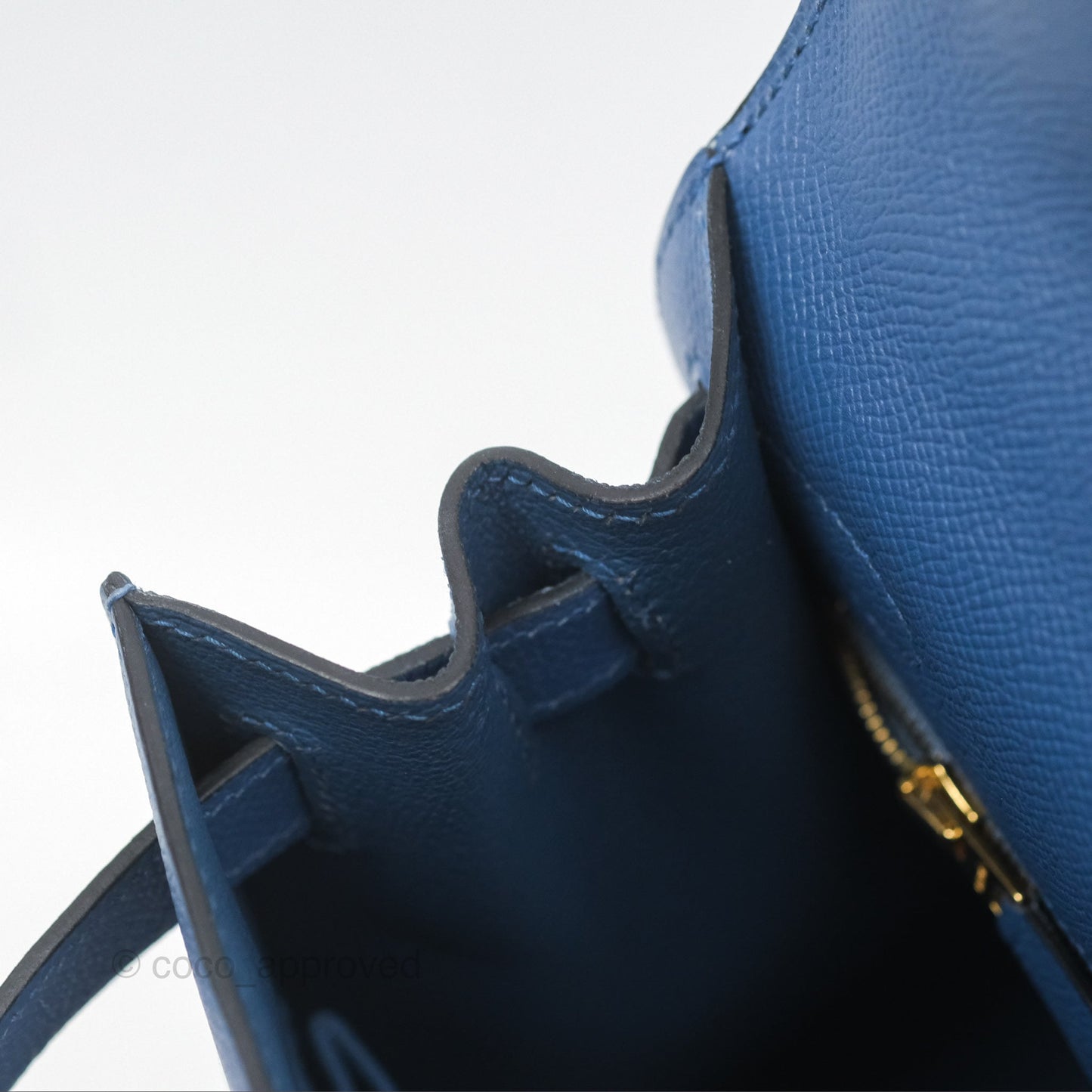 Hermès Sellier Kelly 28 Blue Epsom Gold Hardware