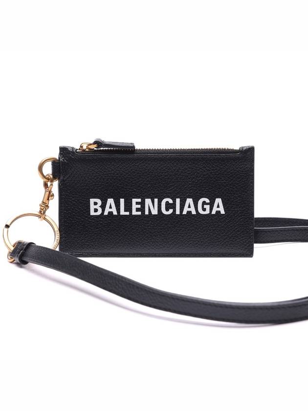 Luxury Balenciaga Logo Cash Keyring Card Wallet Black