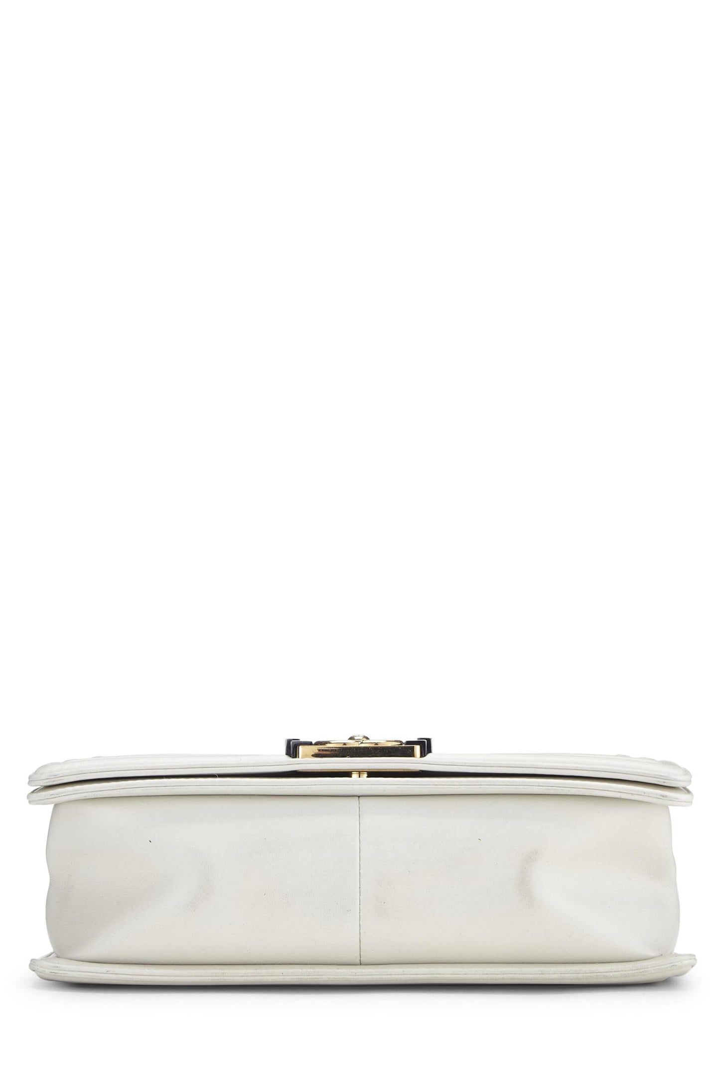 Chanel,  White Cube Embossed Calfskin Boy Bag Medium, White