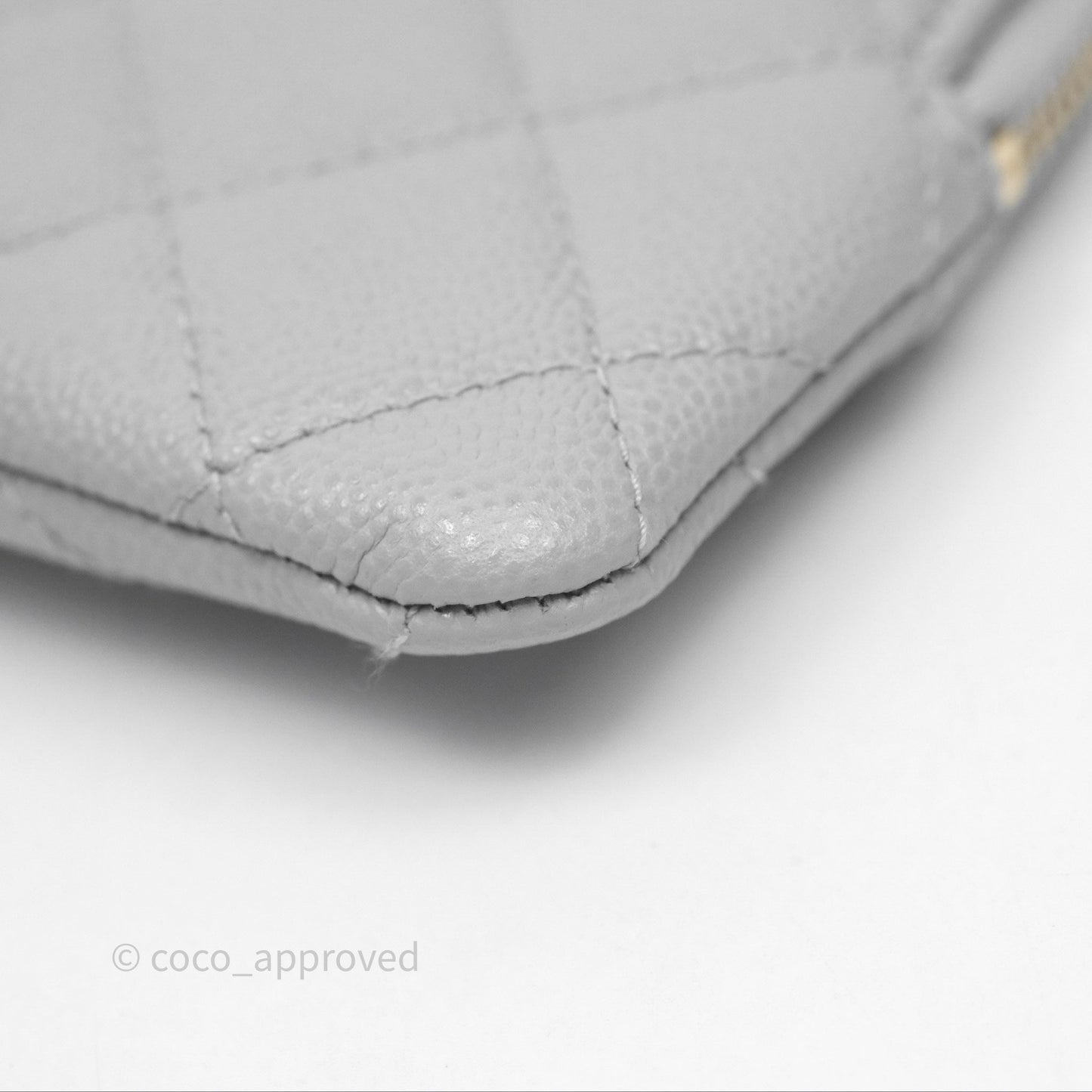Chanel Quilted Classic Zip Card Holder Wallet Grey Caviar Gold Hardware
