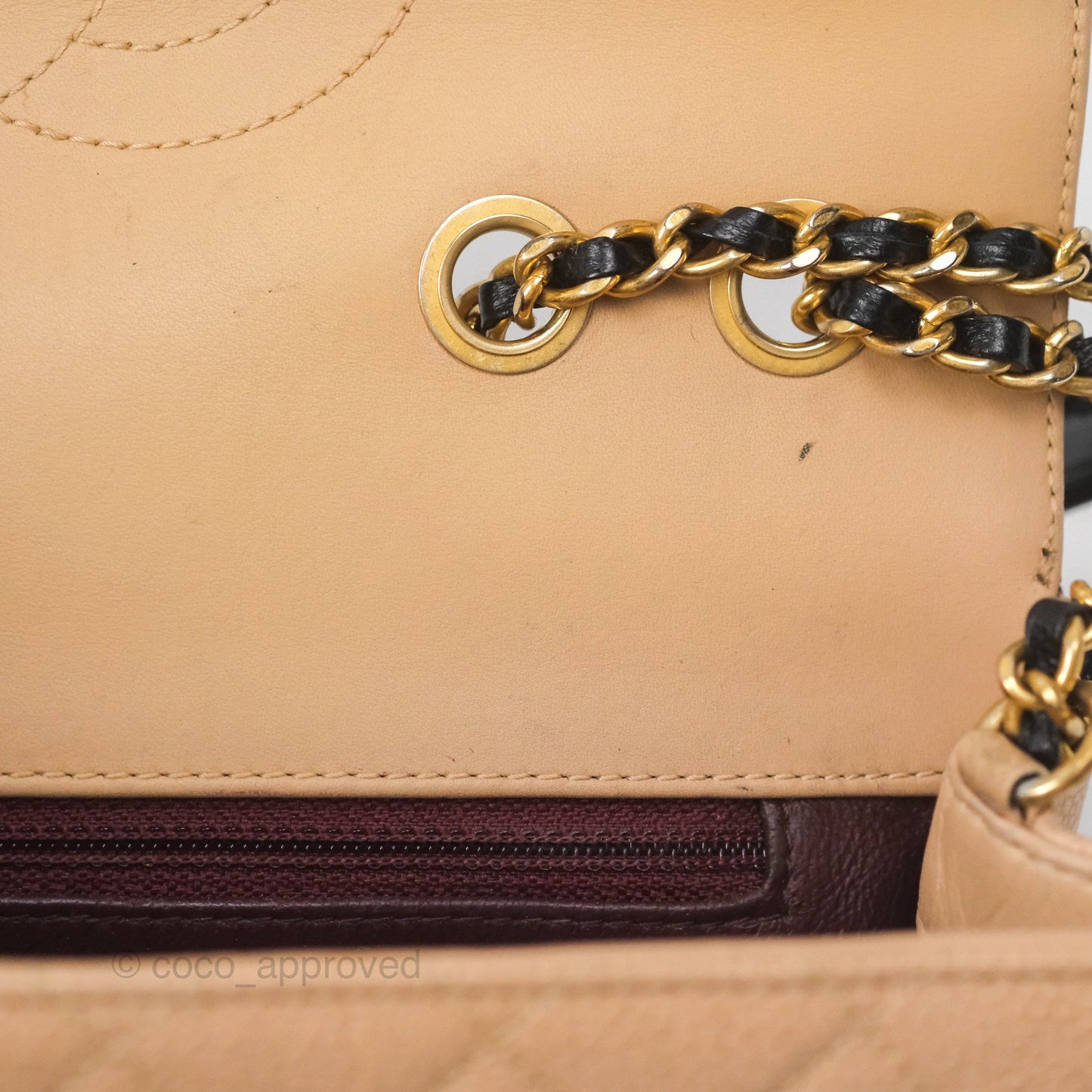 Chanel Small CC Filigree Flap Quilted Beige Black Caviar