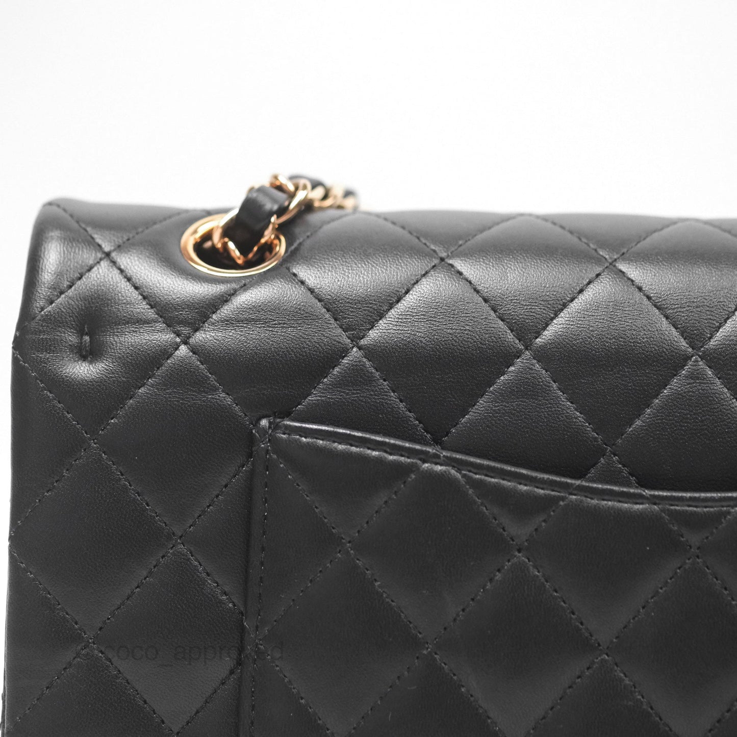 Chanel Classic M/L Medium Flap Quilted Black Lambskin Rose Gold Hardware