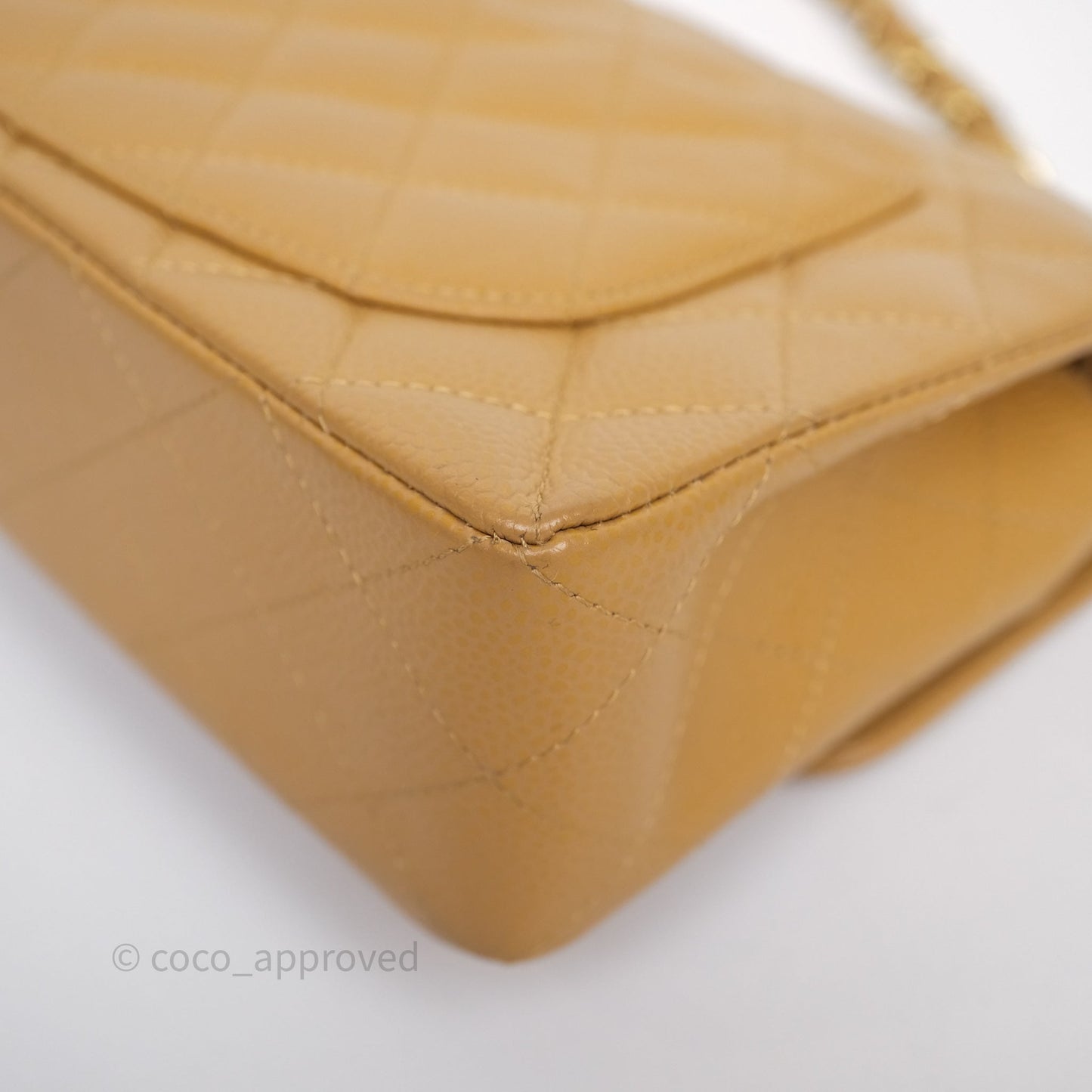 Chanel Classic M/L Medium Flap Quilted Dark Beige Caviar Gold Hardware