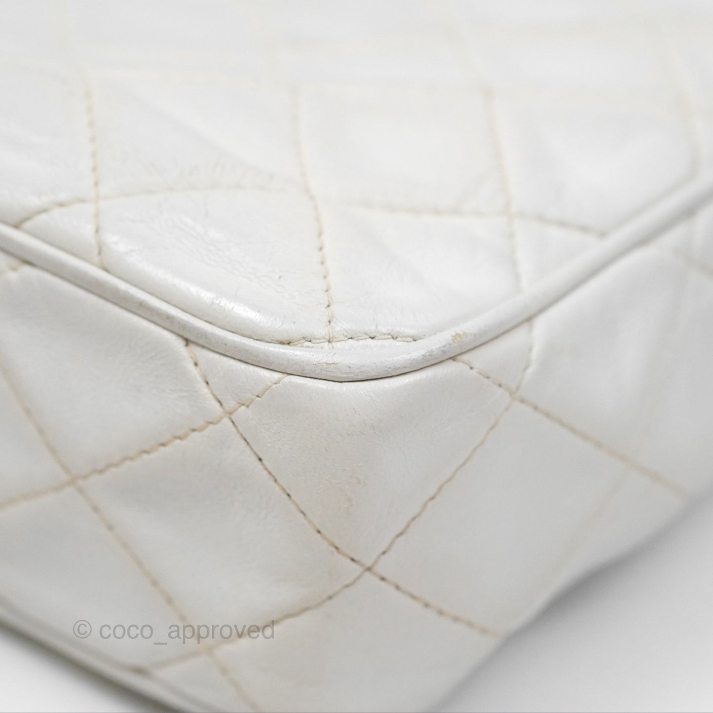 Chanel Vintage Small Camera Bag White Lambskin Gold Hardware
