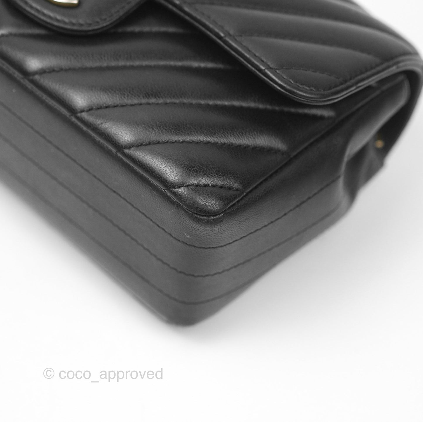 Chanel Chevron Mini Rectangular Black Lambskin Aged Gold Hardware