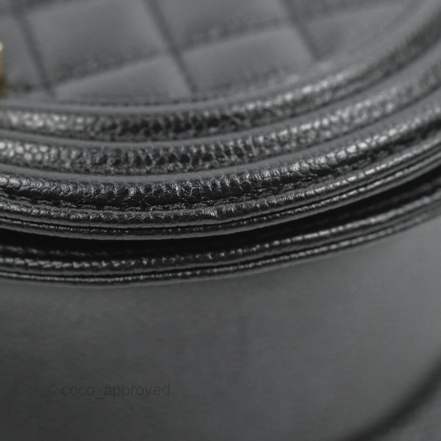 Chanel Boy Messenger Bag Black Caviar Aged Gold Hardware