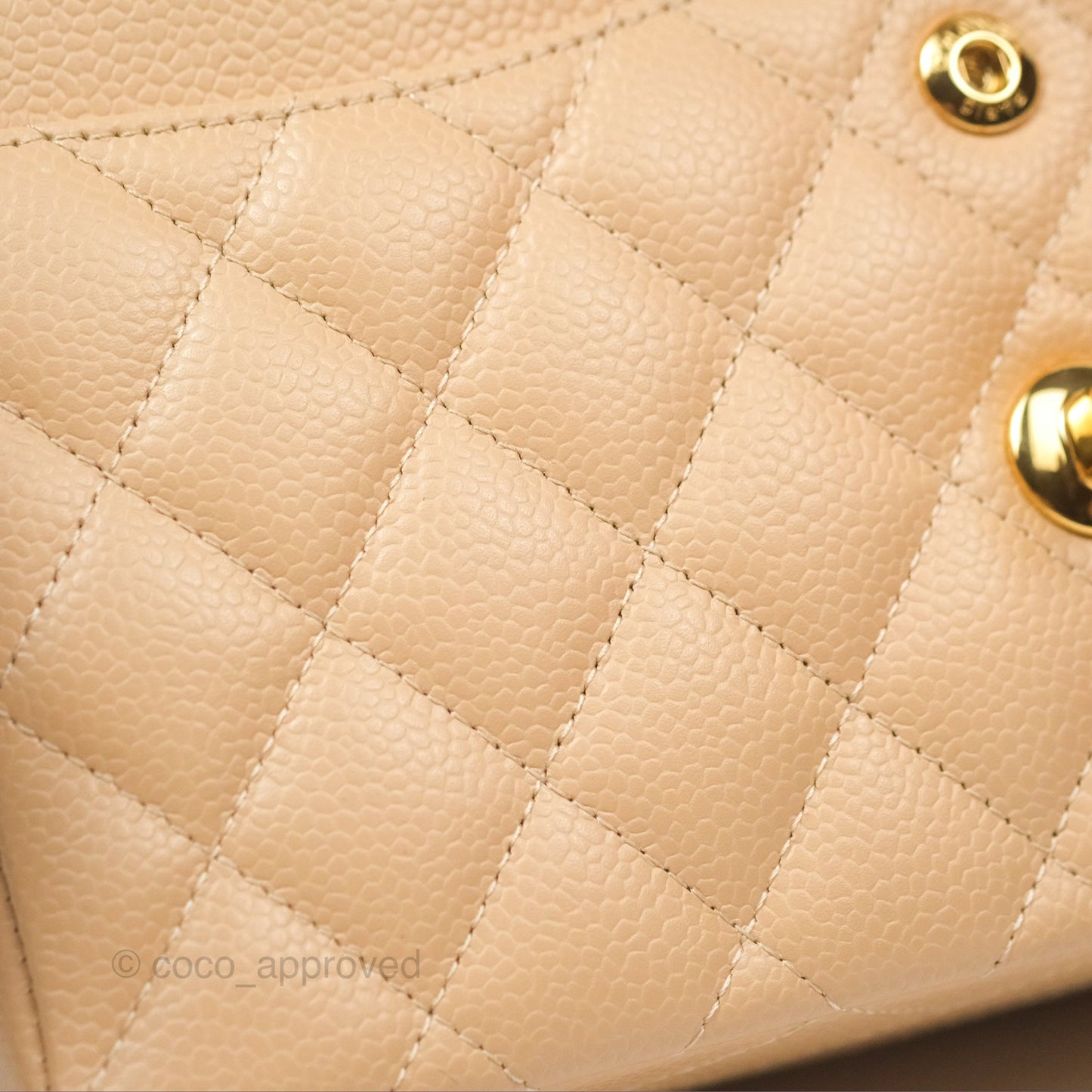 Chanel Classic Small S/M Quilted Flap Beige Caviar Gold Hardware
