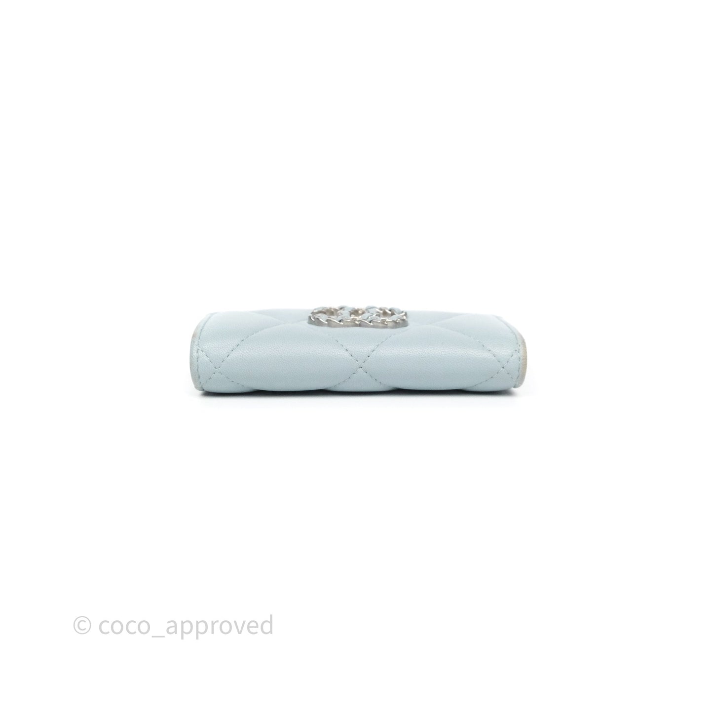 Chanel 19 Flap Card Holder Light Blue Lambskin