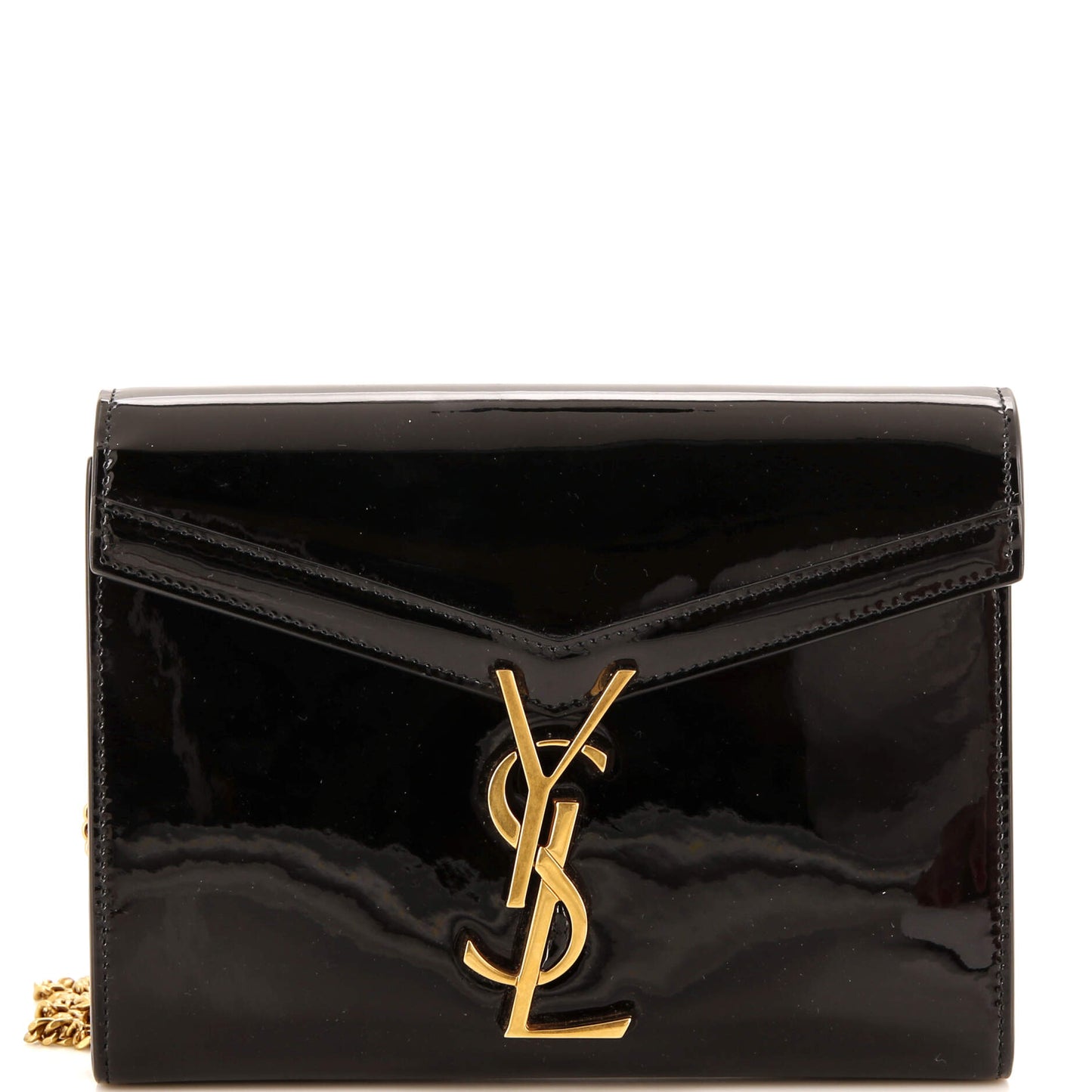 Luxury Saint Laurent Cassandra Chain Shoulder Bag Patent Small