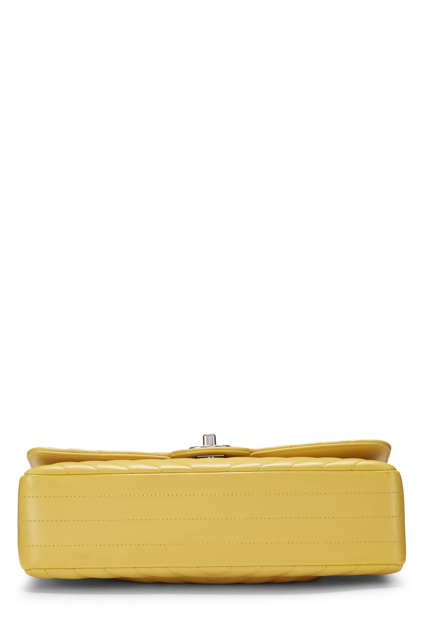 Chanel,  Yellow Chevron Lambskin Classic Double Flap Medium, Yellow