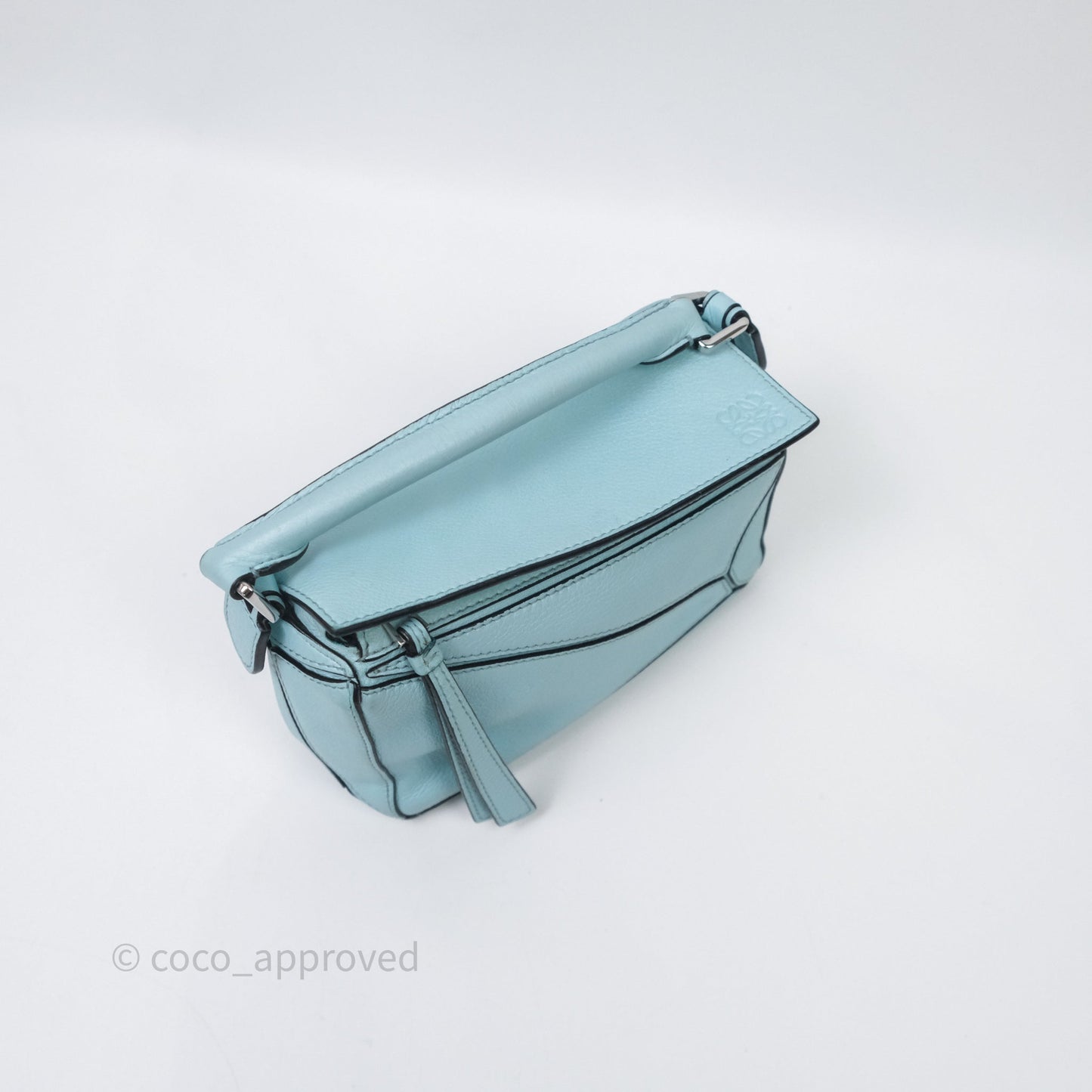 Loewe Mini Puzzle Bag Light Blue Calfskin Silver Hardware