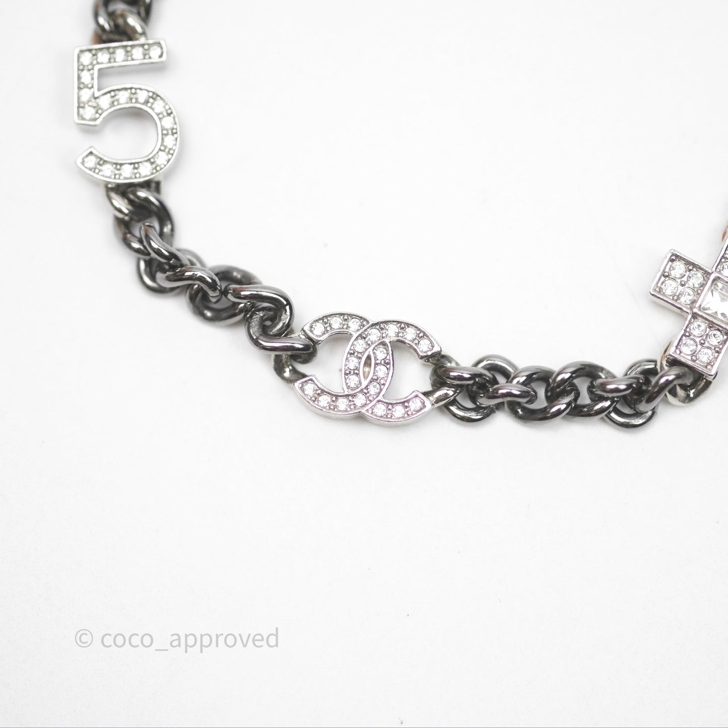 Chanel Crystal Lucky Charms Chain Choker Necklace Ruthenium Hardware 22P