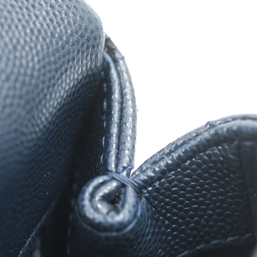 Chanel Mini Coco Handle Quilted Navy Caviar Gold Hardware Lizard Embossed Handle