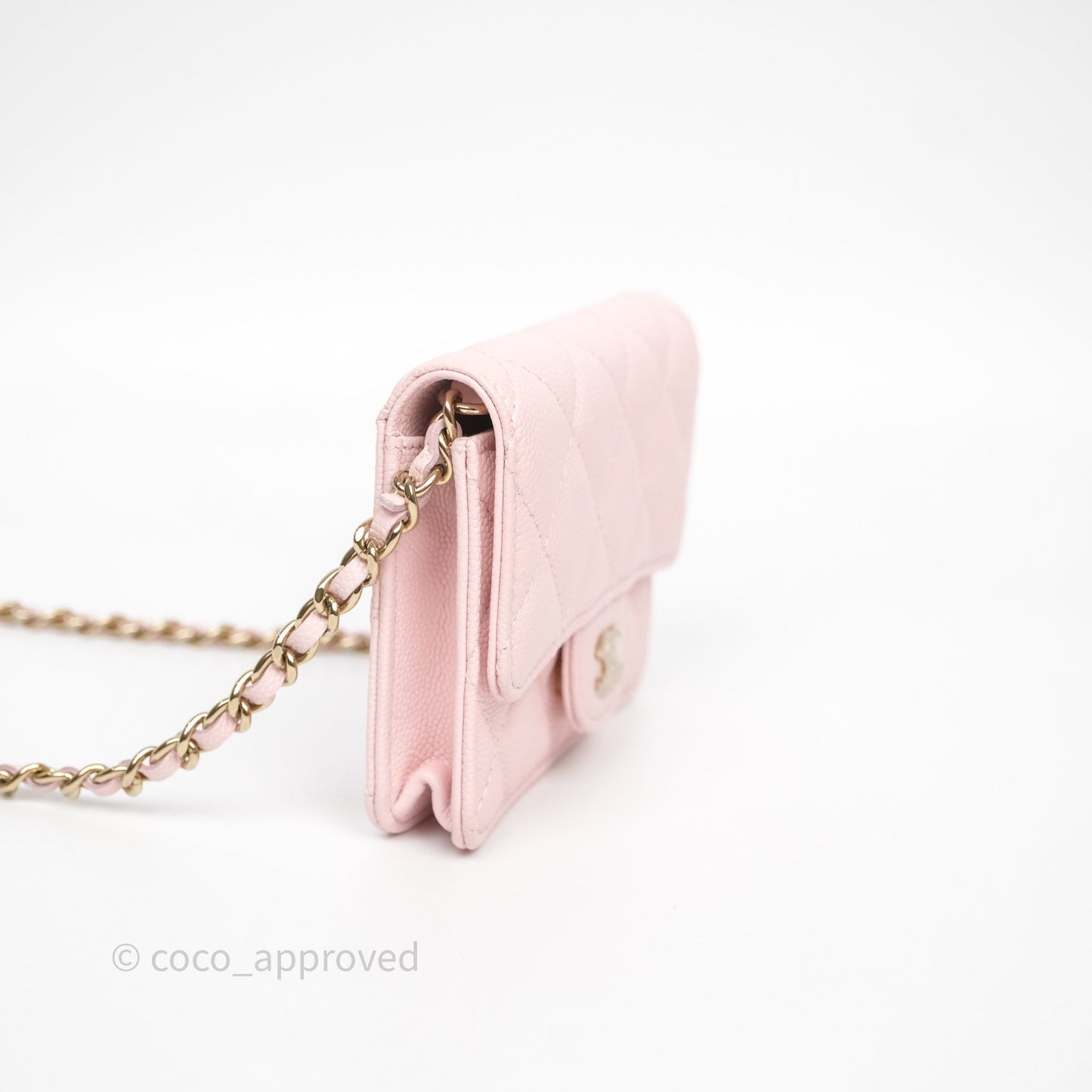 Chanel Mini Clutch With Chain Light Pink Caviar Gold Hardware