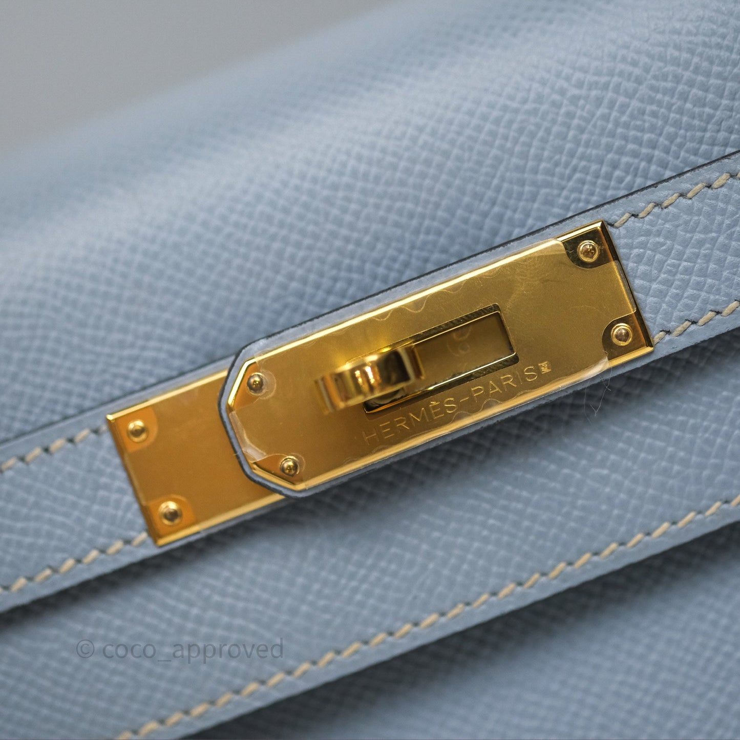 Hermès Kelly II 28 Sellier Bleu Lin J7 Epsom Gold Hardware