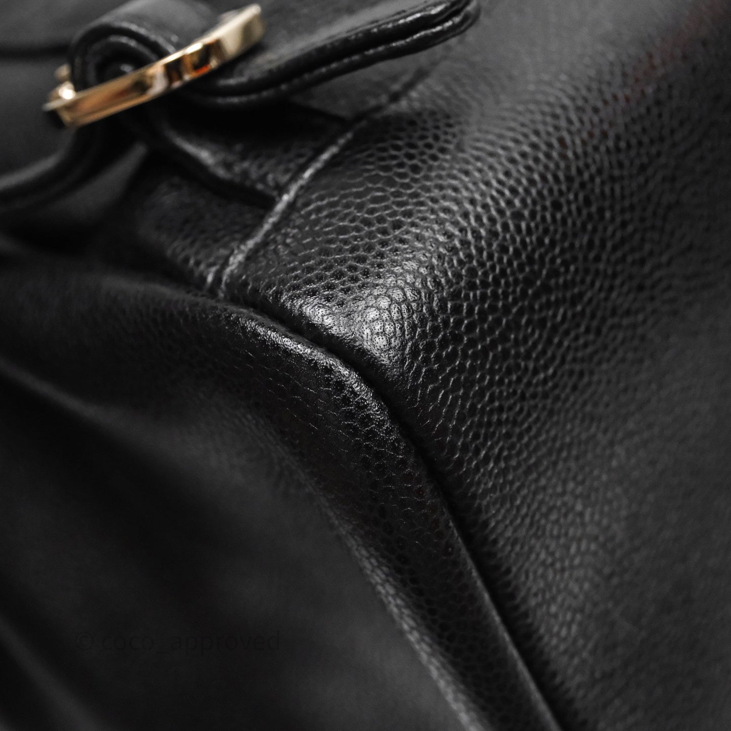 Chanel Quilted Business Affinity Backpack Black Caviar Light Gold Hardware