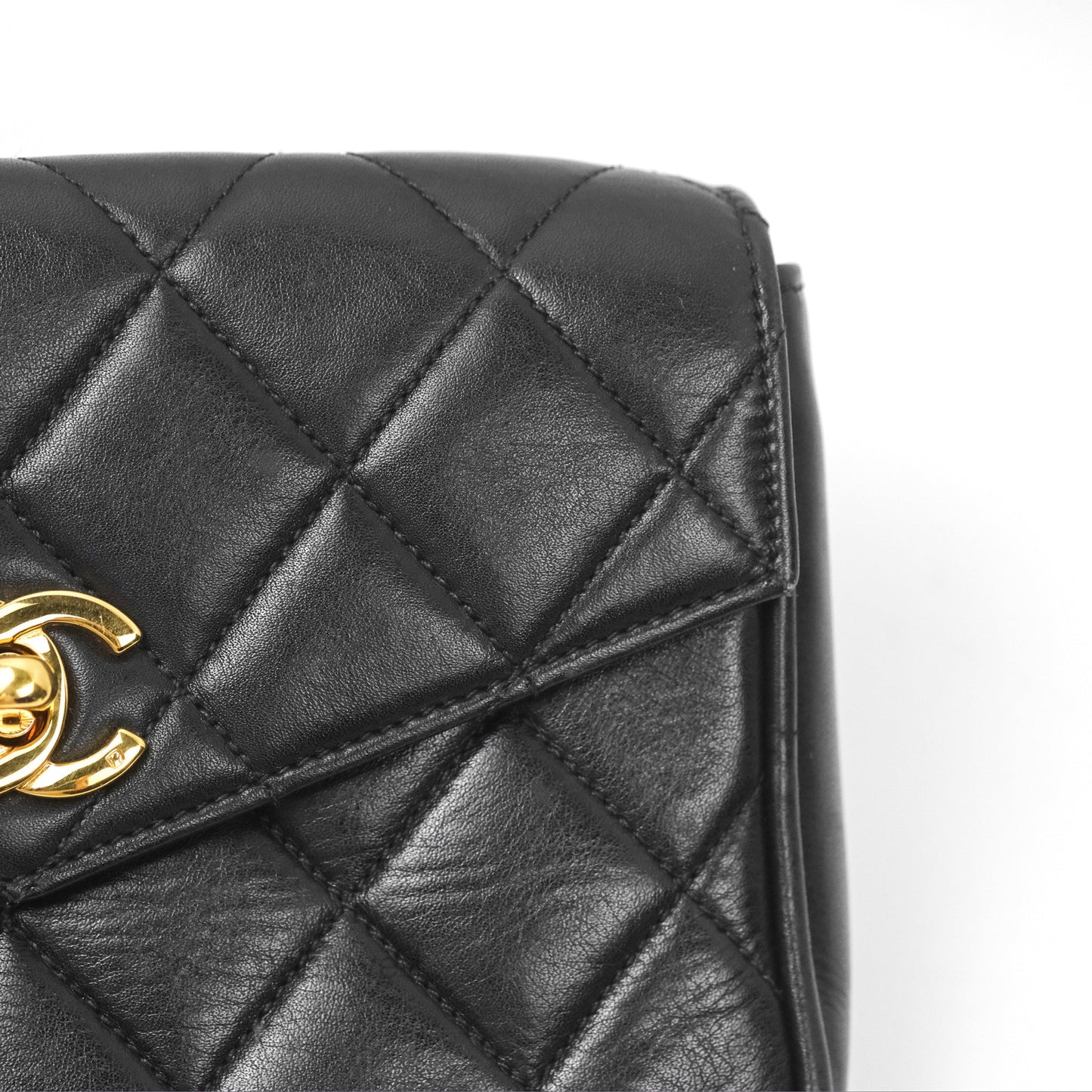 Chanel Vintage Belt Bag Quilted Black Lambskin 24K Gold Hardware