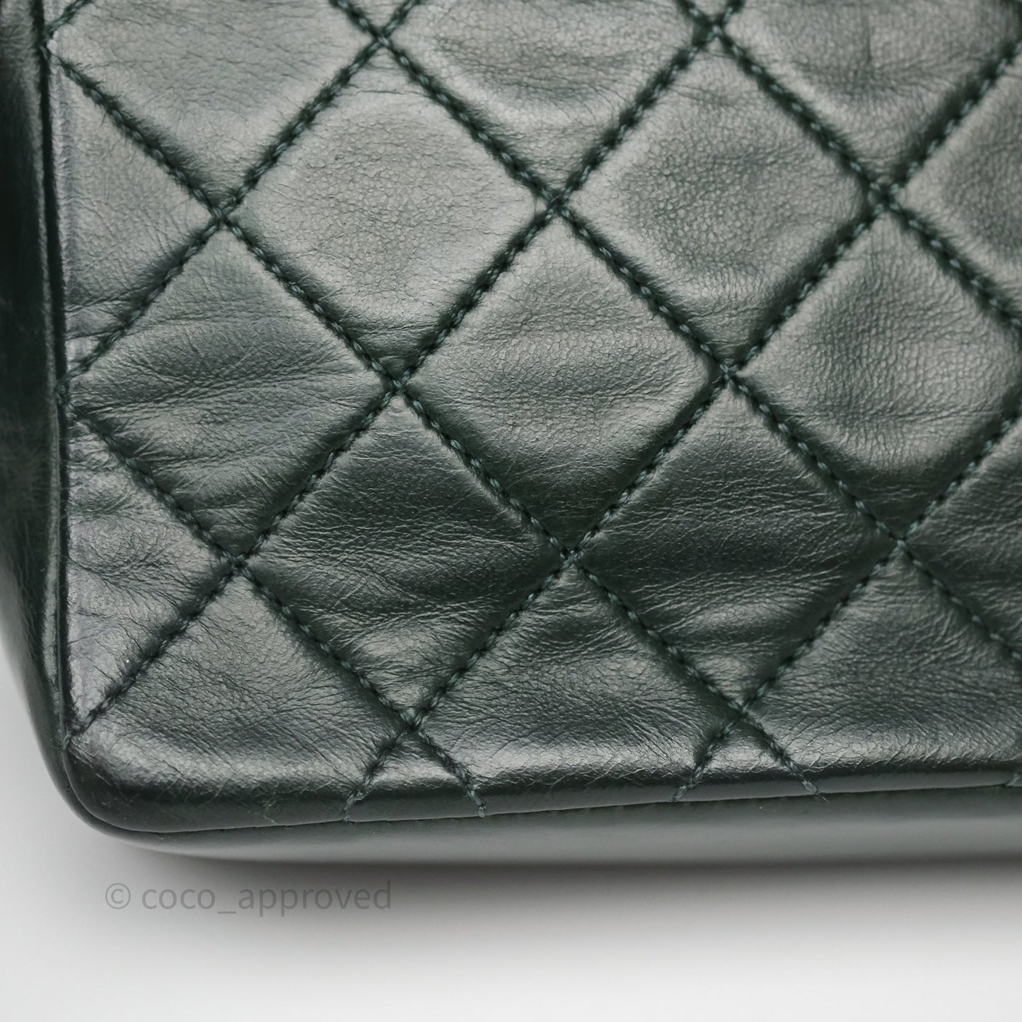 Chanel Vintage Mini Flap Bag Dark Green Lambskin Gold Hardware