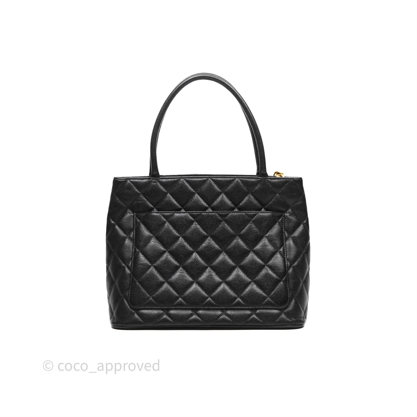 Chanel Vintage Medallion CC Tote Bag Black Caviar Gold Hardware
