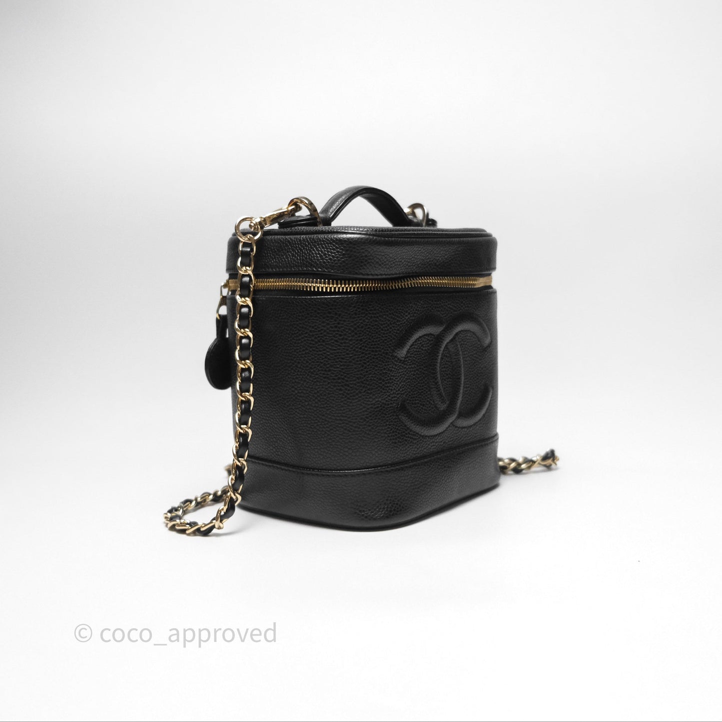 Chanel Vintage Vanity Case Black Caviar Gold Hardware
