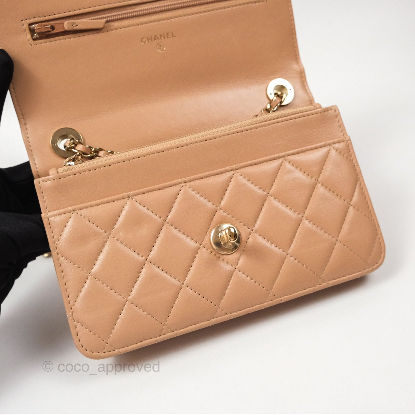 Chanel Trendy CC WOC Quilted Beige Lambskin Gold Hardware