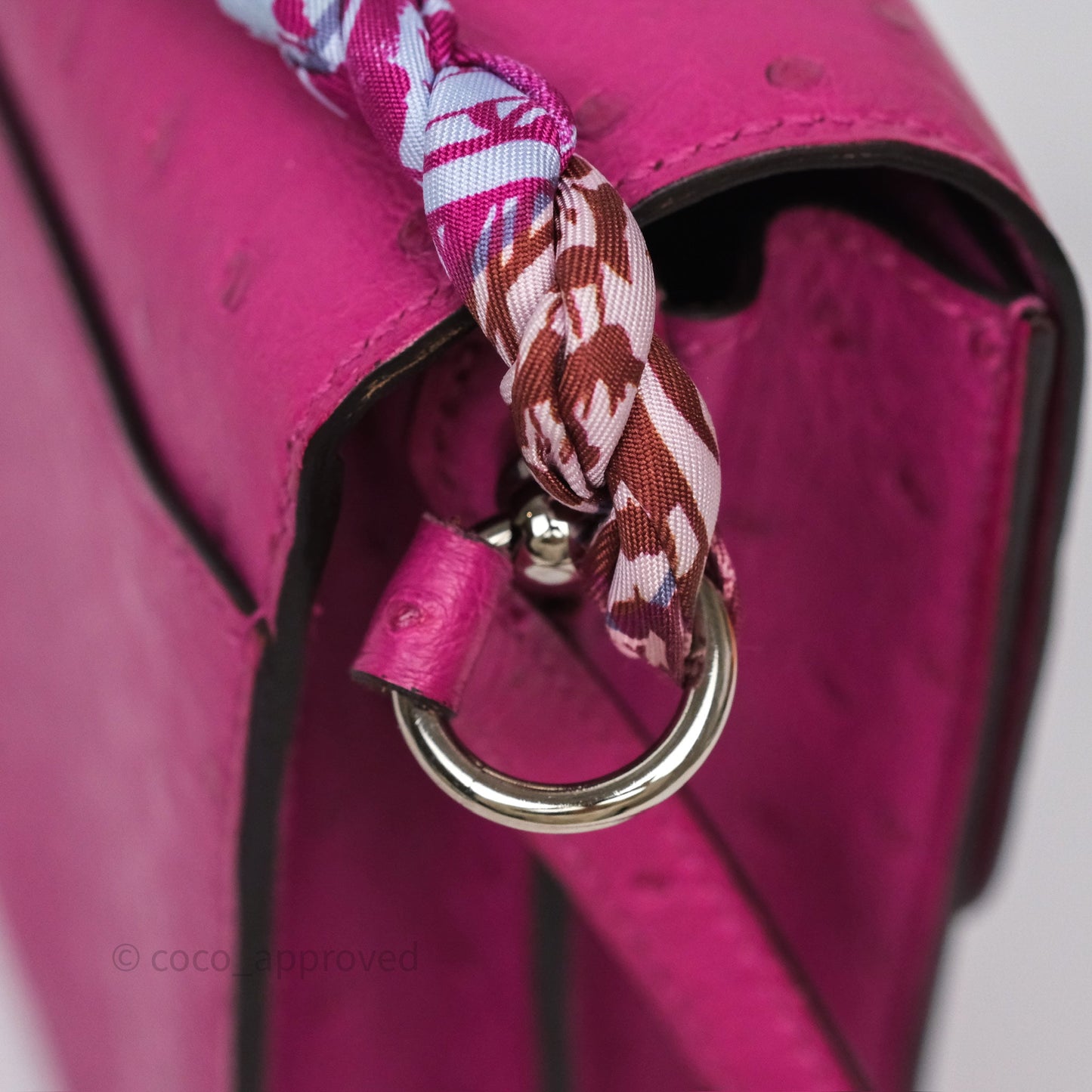 Hermès Roulis Mini 18 Rose Pourpre L3 Autruche Palladium Hardware