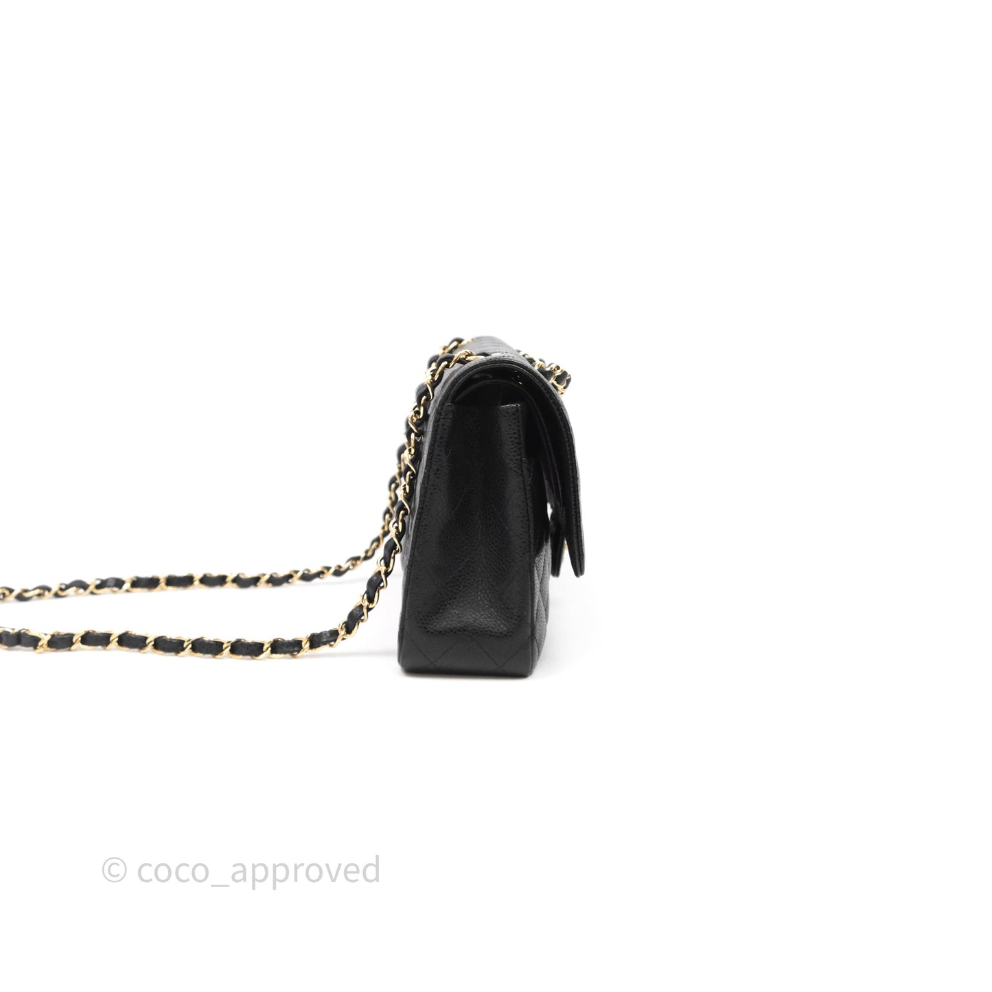 Chanel Classic M/L Medium Flap Quilted Black Caviar Gold Hardware