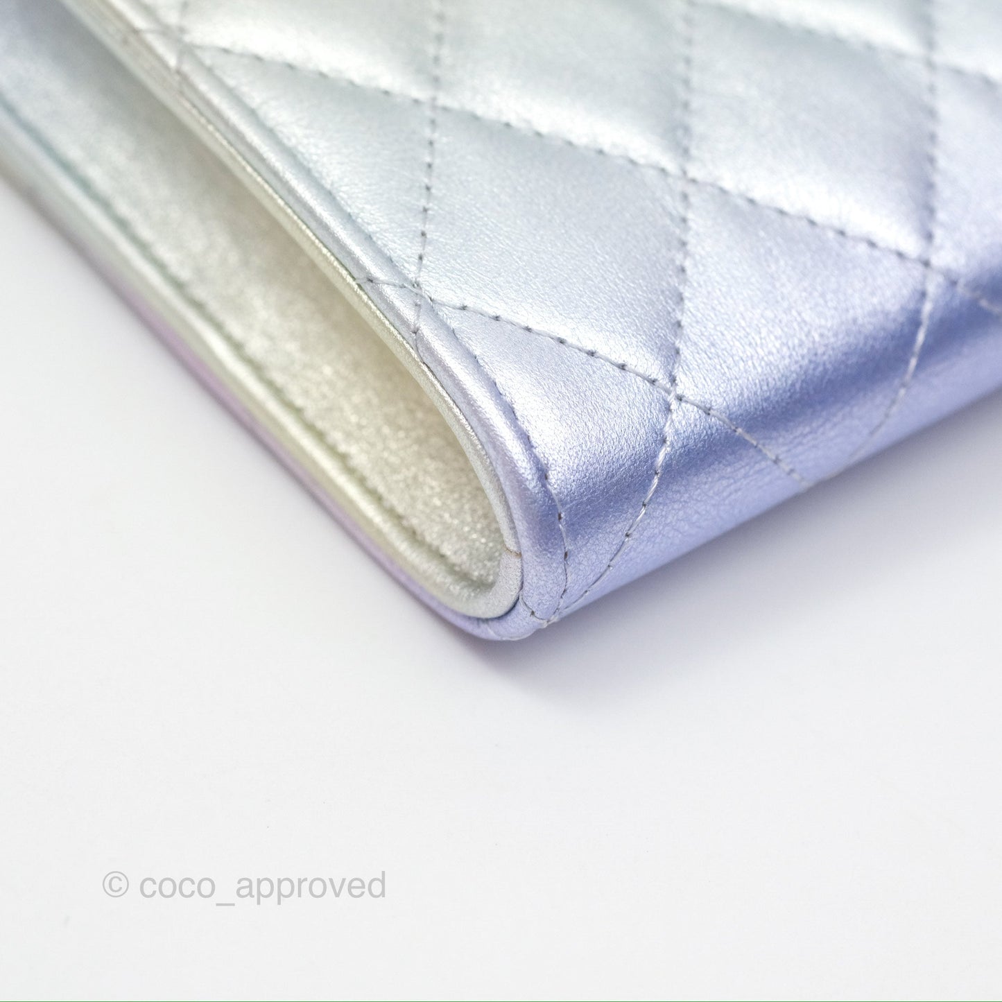Chanel Classic Quilted Phone Holder Iridescent Rainbow Calfskin