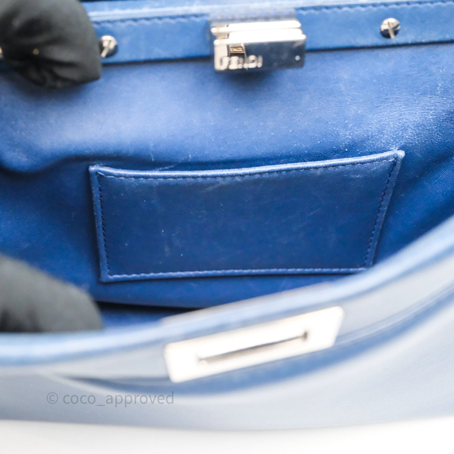 Fendi Nappa Mini Peekaboo Bag Blue Silver Hardware