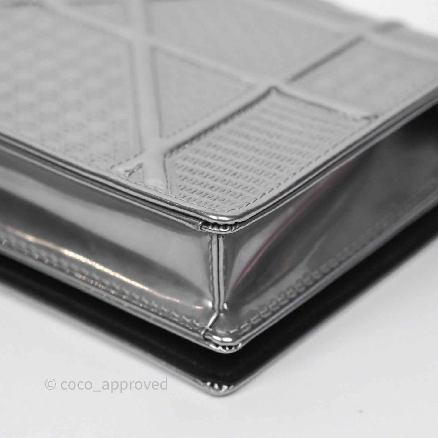 Christian Dior Diorama Wallet on Chain Metallic Silver