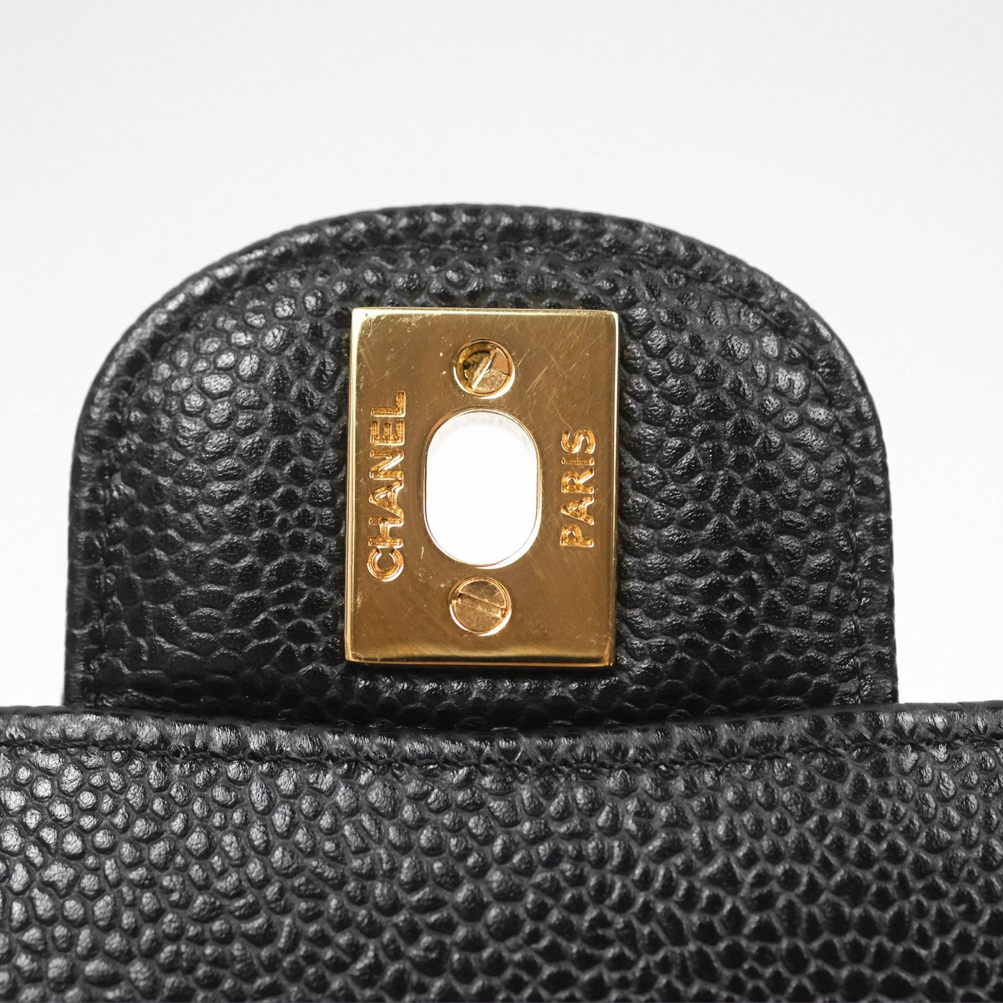 Chanel Classic M/L Medium Flap Quilted Black Caviar Gold Hardware