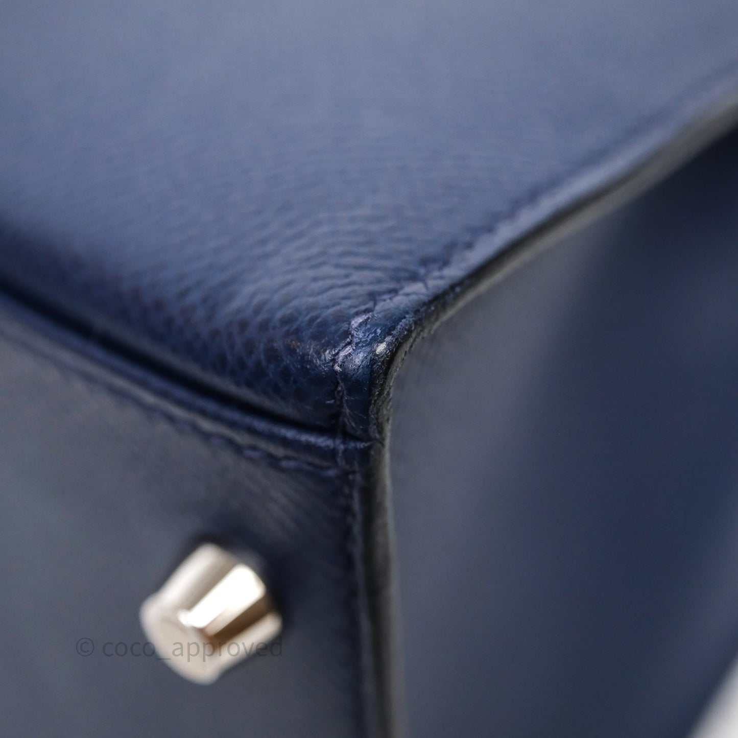 Hermes Kelly 32 Bleu Saphir 73 Epsom Palladium Hardware