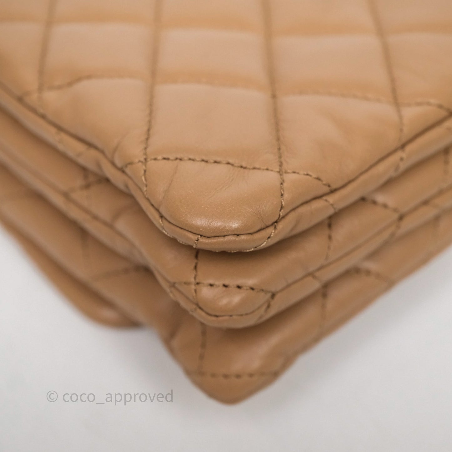 Chanel Medium All Slide Adjustable Chain Flap Bag Beige Lambskin Aged Gold Hardware
