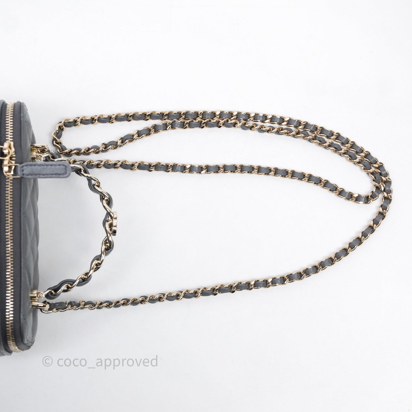 Chanel Vanity Rectangular Top Handle Grey Lambskin Gold Hardware