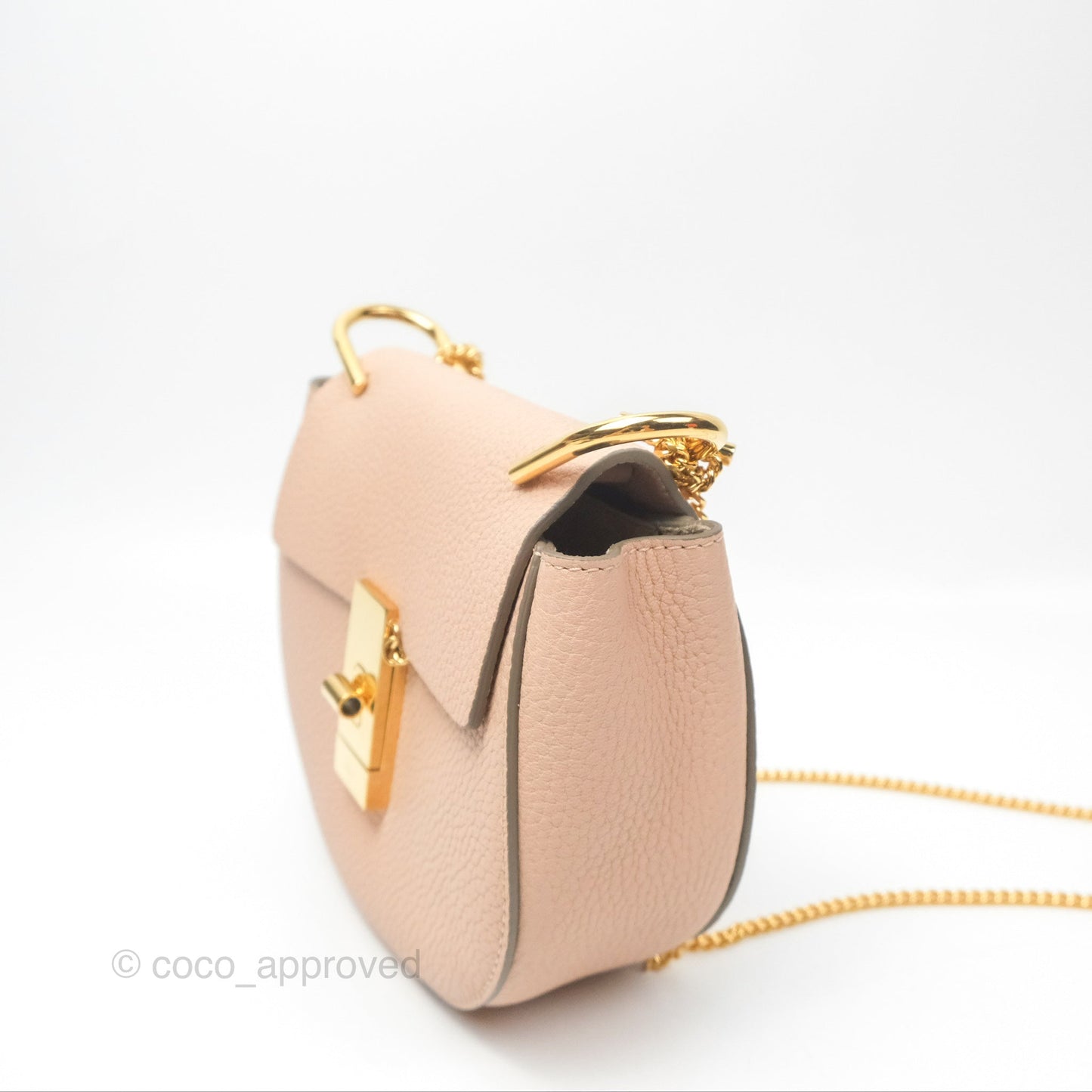 Chloe Drew Crossbody Bag Pink Grained Leather