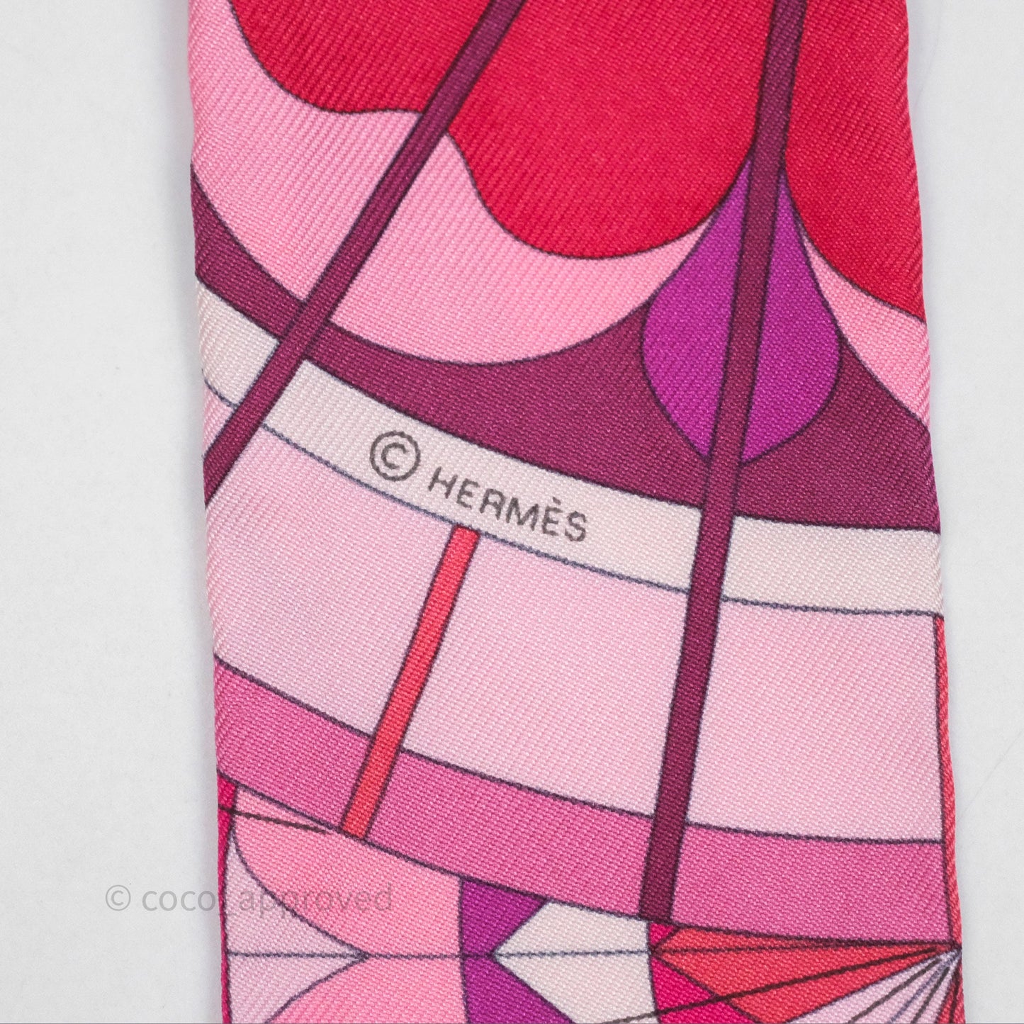 Hermès Rose de Compas Silk Twilly