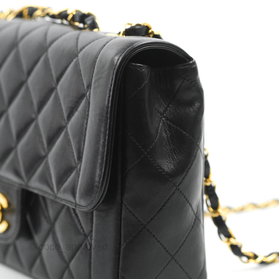 Chanel Vintage Small Flap Bag Black Lambskin 24K Gold Hardware